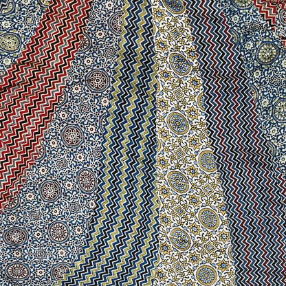 Ajrakh Modal Silk Natural Dye Applique ( Patches) Work Hand Block Print Garba Skirt  - 5 Mtr Flare (Gher)    -  SKU : EK05601B