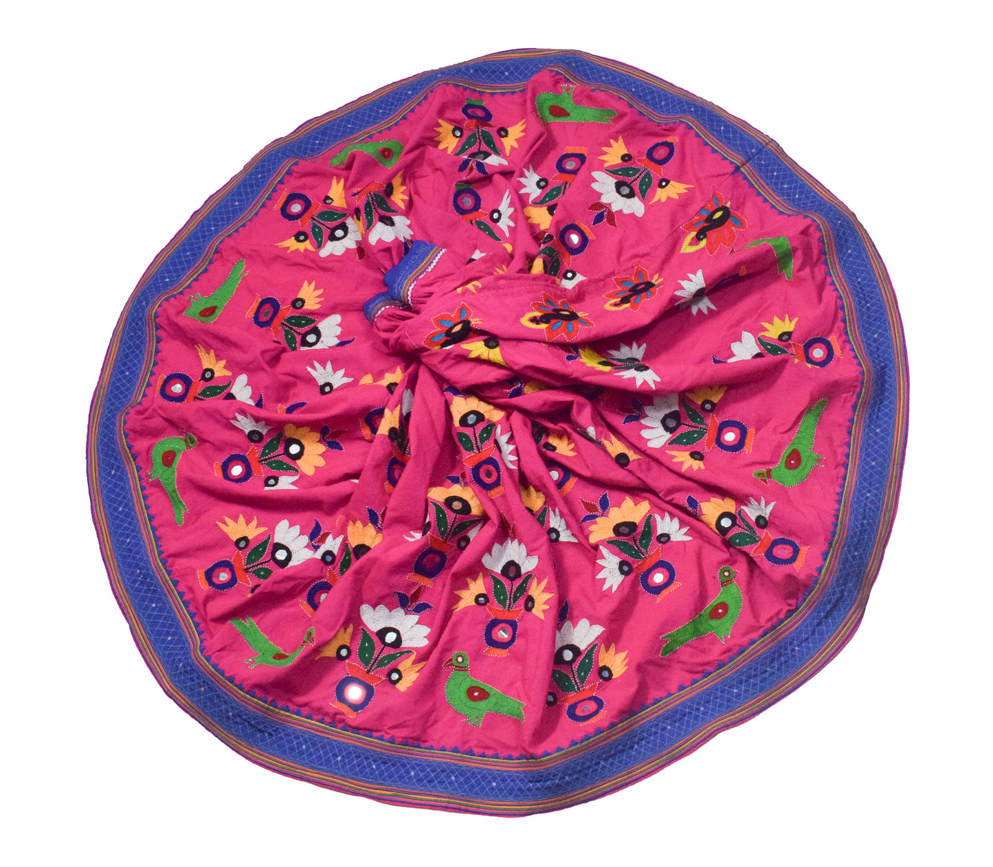 Hand Embroidery Cotton Fine Mirrorwork Garba Skirt  - 3.6 Mtr Flare (Gher)    -  SKU : MD16903A