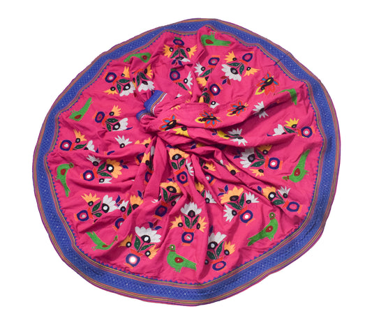 Hand Embroidery Cotton Fine Mirrorwork Garba Skirt  - 3.6 Mtr Flare (Gher)    -  SKU : MD16903A
