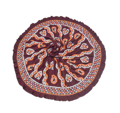 Bavalia Work Polyester Hand Embroidered Mirror Work Garba Skirt  - 3.85 Mtr Flare (Gher)    -  SKU : MD29902A