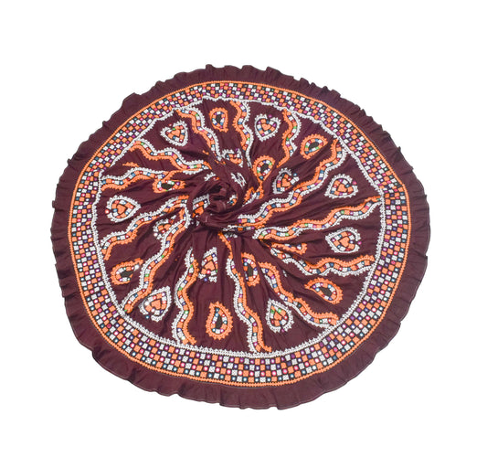 Bavalia Work Polyester Hand Embroidered Mirror Work Garba Skirt  - 3.85 Mtr Flare (Gher)    -  SKU : MD29902A