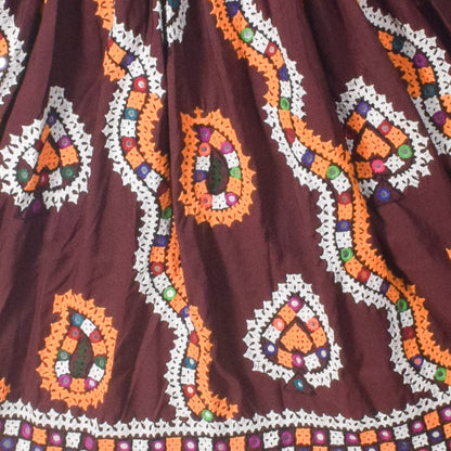 Bavalia Work Polyester Hand Embroidered Mirror Work Garba Skirt  - 3.85 Mtr Flare (Gher)    -  SKU : MD29902A