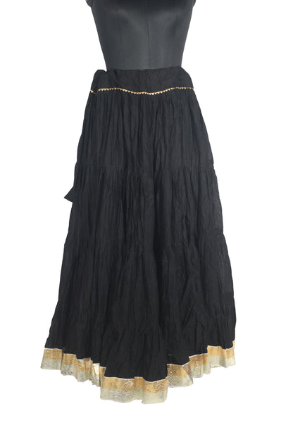 Plain Dyeing Mul Cotton Golden Border Garba Skirt  - 17 Mtr Flare (Gher)   -  SKU : TM05801B