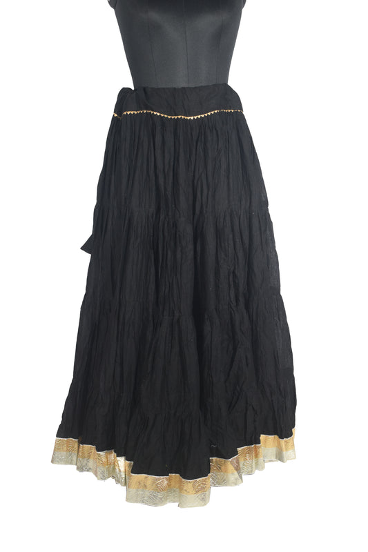 Plain Dyeing Mul Cotton Golden Border Garba Skirt  - 17 Mtr Flare (Gher)   -  SKU : TM05801B