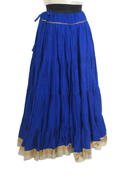 Plain Dyeing Mul Cotton Golden Border Garba Skirt  - 17 Mtr Flare (Gher)   -  SKU : TM30701A