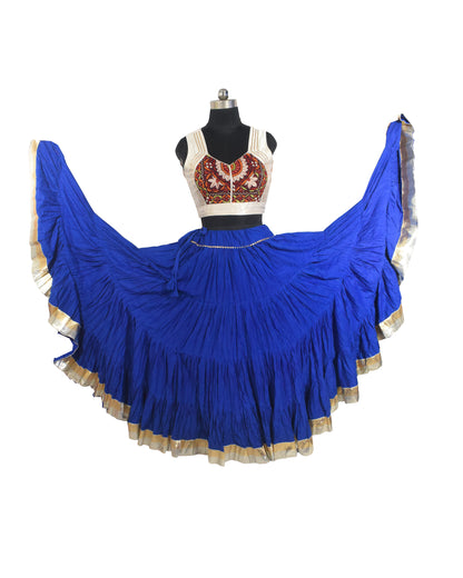Plain Dyeing Mul Cotton Golden Border Garba Skirt  - 17 Mtr Flare (Gher)   -  SKU : TM30701A