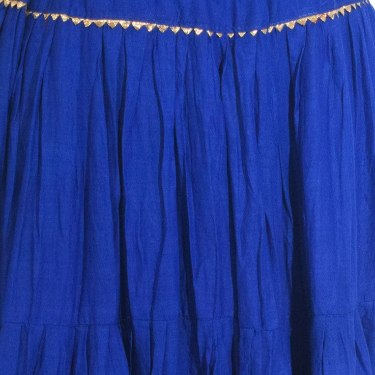 Plain Dyeing Mul Cotton Golden Border Garba Skirt  - 17 Mtr Flare (Gher)   -  SKU : TM30701A