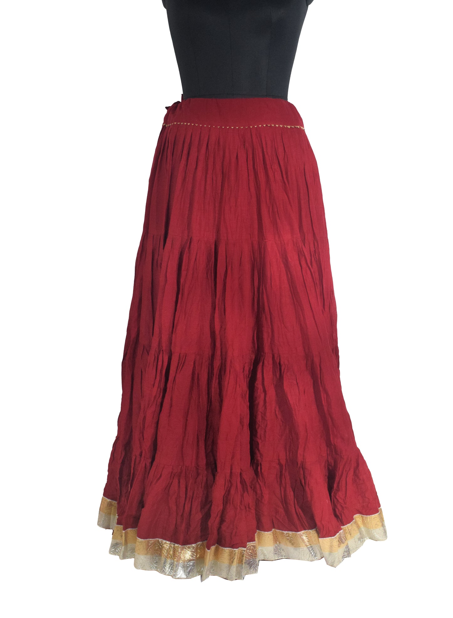 Plain Dyeing Mul Cotton Golden Border Garba Skirt  - 17 Mtr Flare (Gher)   -  SKU : TM05801A