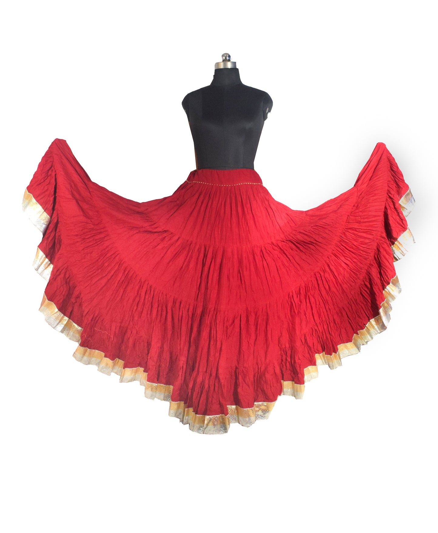 Plain Dyeing Mul Cotton Golden Border Garba Skirt  - 17 Mtr Flare (Gher)   -  SKU : TM05801A