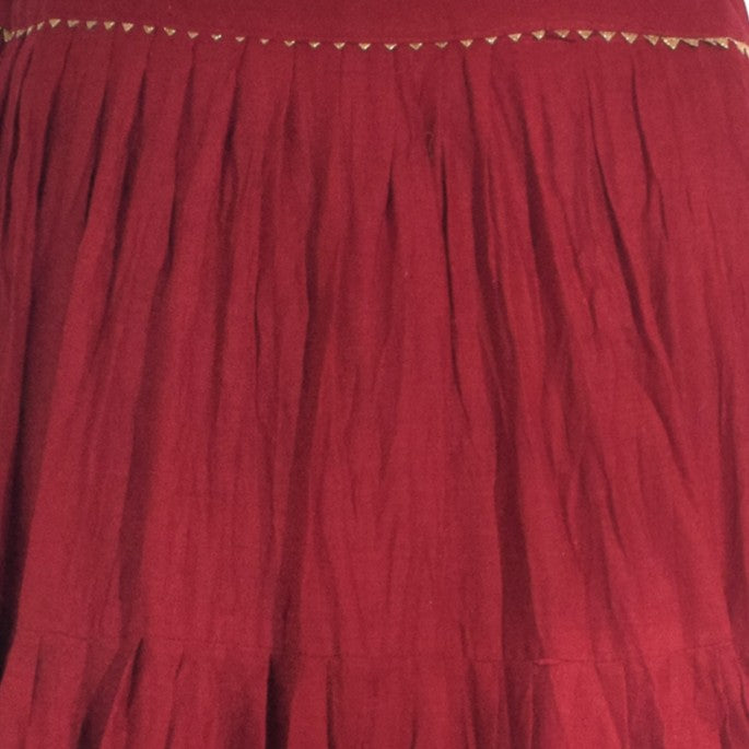 Plain Dyeing Mul Cotton Golden Border Garba Skirt  - 17 Mtr Flare (Gher)   -  SKU : TM05801A