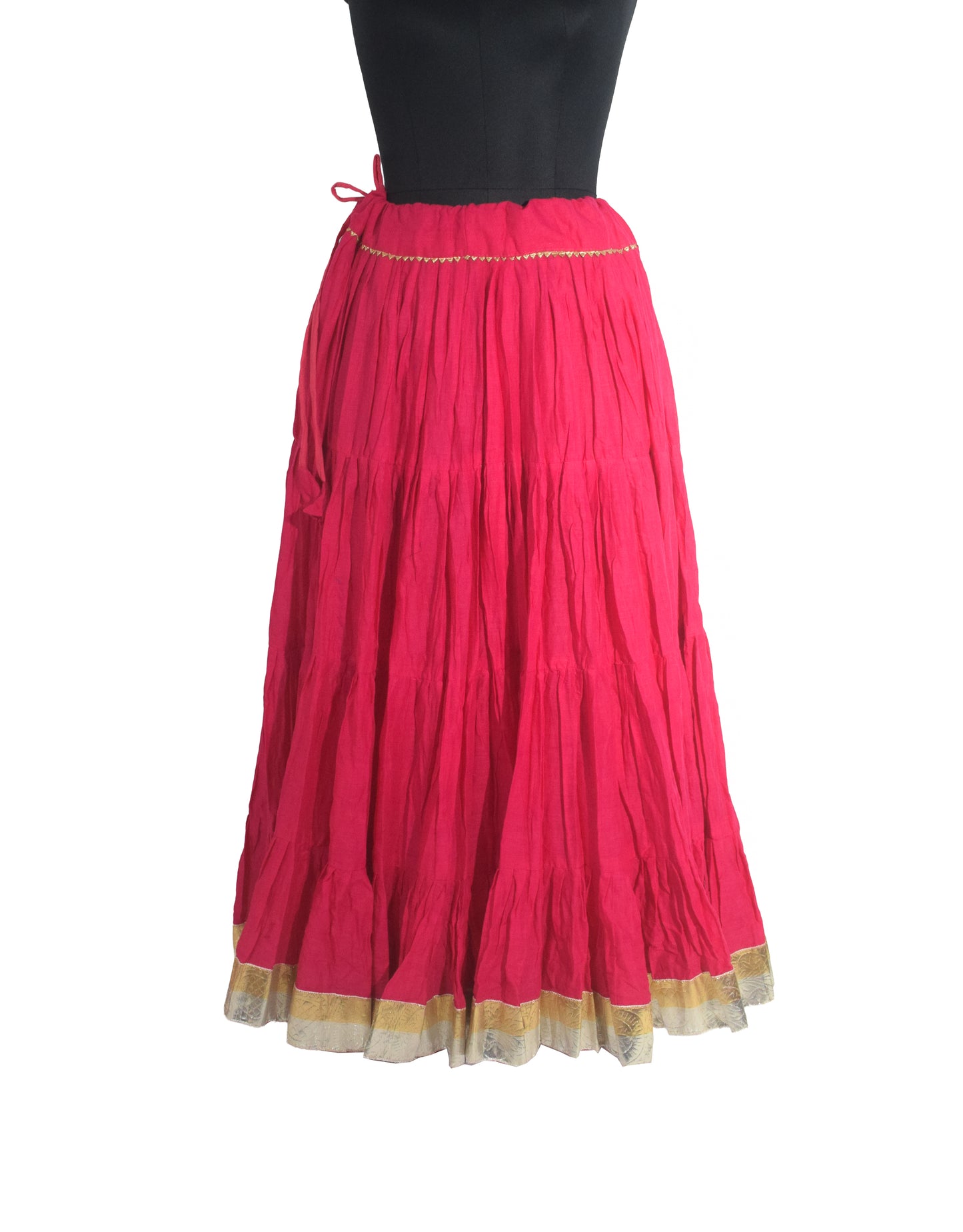 Plain Dyeing Mul Cotton Golden Border Garba Skirt  - 17 Mtr Flare (Gher)   -  SKU : TM05801C