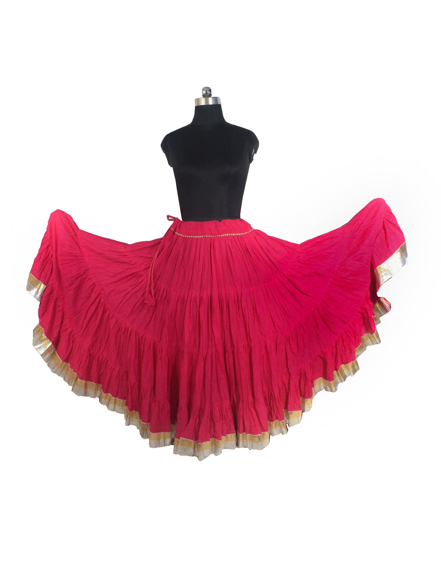 Plain Dyeing Mul Cotton Golden Border Garba Skirt  - 17 Mtr Flare (Gher)   -  SKU : TM05801C
