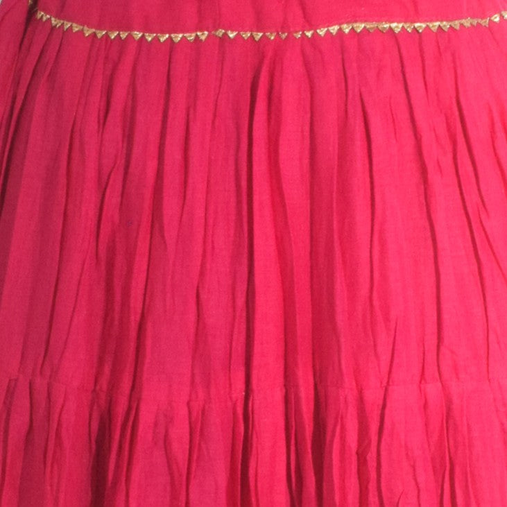 Plain Dyeing Mul Cotton Golden Border Garba Skirt  - 17 Mtr Flare (Gher)   -  SKU : TM05801C