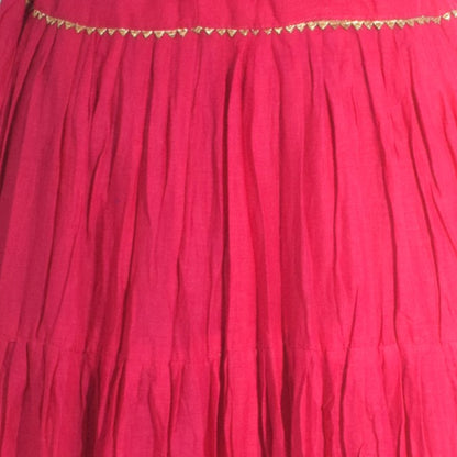 Plain Dyeing Mul Cotton Golden Border Garba Skirt  - 17 Mtr Flare (Gher)   -  SKU : TM05801C