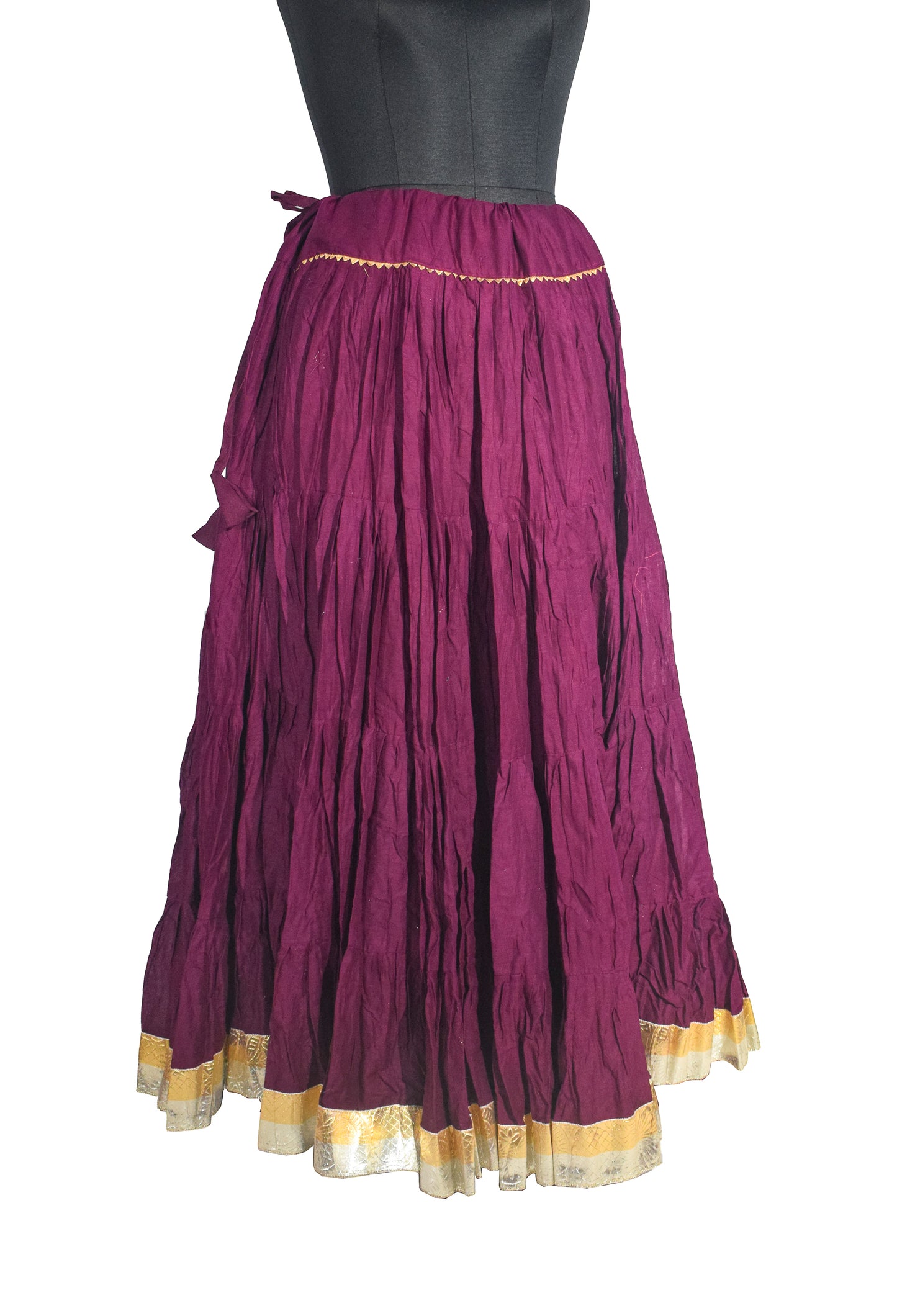 Plain Dyeing Mul Cotton Golden Border Garba Skirt  - 17 Mtr Flare (Gher)   -  SKU : TM05801D