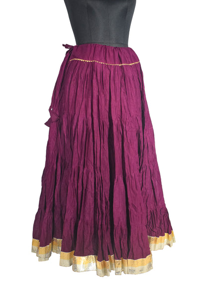 Plain Dyeing Mul Cotton Golden Border Garba Skirt  - 17 Mtr Flare (Gher)   -  SKU : TM05801D