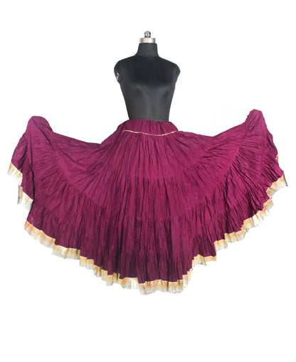Plain Dyeing Mul Cotton Golden Border Garba Skirt  - 17 Mtr Flare (Gher)   -  SKU : TM05801D