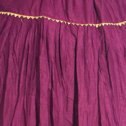 Plain Dyeing Mul Cotton Golden Border Garba Skirt  - 17 Mtr Flare (Gher)   -  SKU : TM05801D