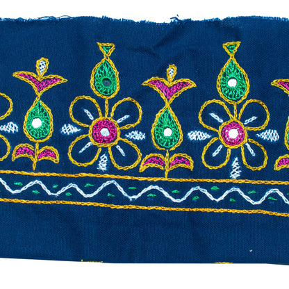 Ahir Work Cotton Hand Embroidered Fine Mirrorwork Handwork Border     -  SKU : BJ04B02C