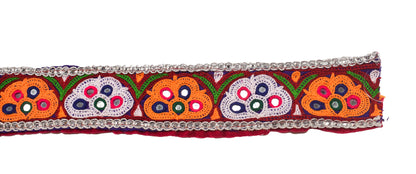 Ahir Work Cotton Fine Mirror and Threadwork Embroidery Handwork Border    -  SKU: MD03702A