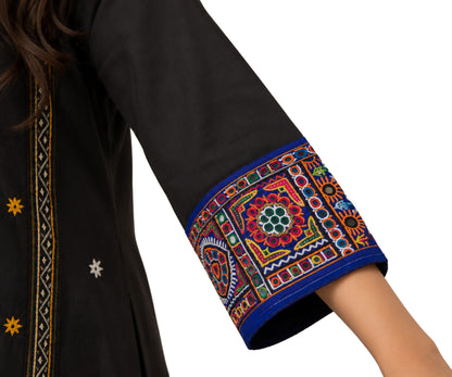 Ahir Work Cotton Hand Embroidered Mirror Work Handwork Border  - 2 Mtr Length    -  SKU : VD15701A