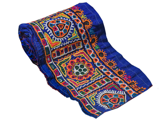 Ahir Work Cotton Hand Embroidered Mirror Work Handwork Border  - 2 Mtr Length    -  SKU : VD15701A