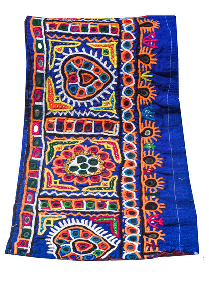 Ahir Work Cotton Hand Embroidered Mirror Work Handwork Border  - 2 Mtr Length    -  SKU : VD15701A