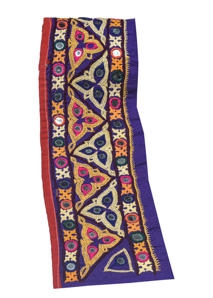 Ahir Work Cotton Hand Embroidered Mirror Work Handwork Border  - 2 Mtr Length    -  SKU : VA07903A