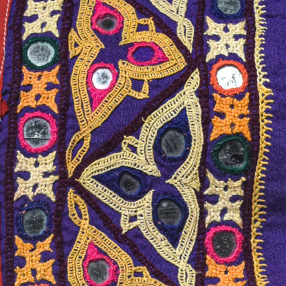 Ahir Work Cotton Hand Embroidered Mirror Work Handwork Border  - 2 Mtr Length    -  SKU : VA07903A