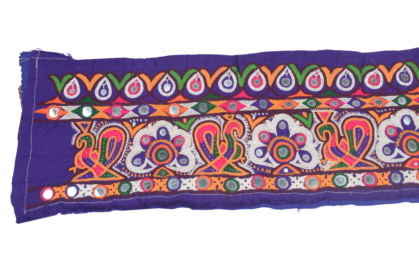 Ahir Work Cotton Hand Embroidered Mirror Work Handwork Border  - 2 Mtr Length   -  SKU : VS25502B