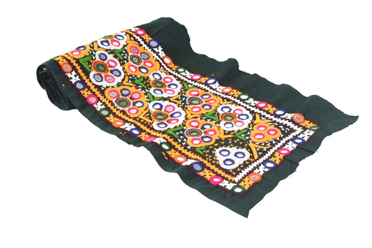 Ahir Work Cotton Mirrorwork Hand Embroidery Handwork Border  - 85 cms Length    -  SKU : VS09901A