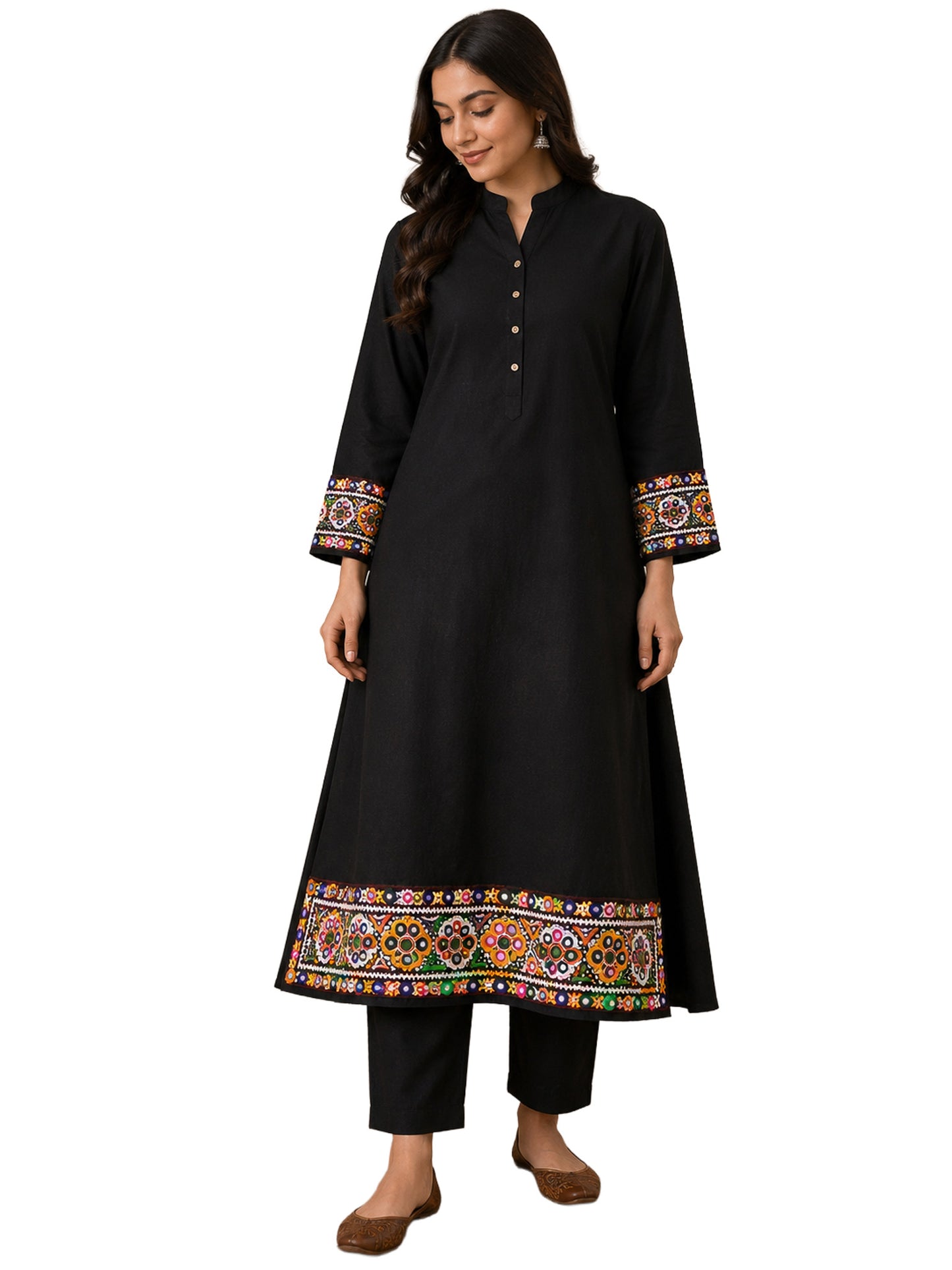 Ahir Work Cotton Mirrorwork Hand Embroidery Handwork Border  - 85 cms Length    -  SKU : VS09901A