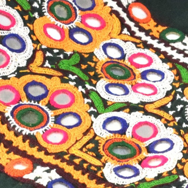 Ahir Work Cotton Mirrorwork Hand Embroidery Handwork Border  - 85 cms Length    -  SKU : VS09901A