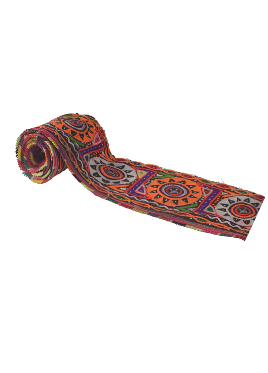 Ahir Work Cotton Mirrorwork Hand Embroidery Handwork Border  - 1.4 Mtr Length    -  SKU : VS09902A