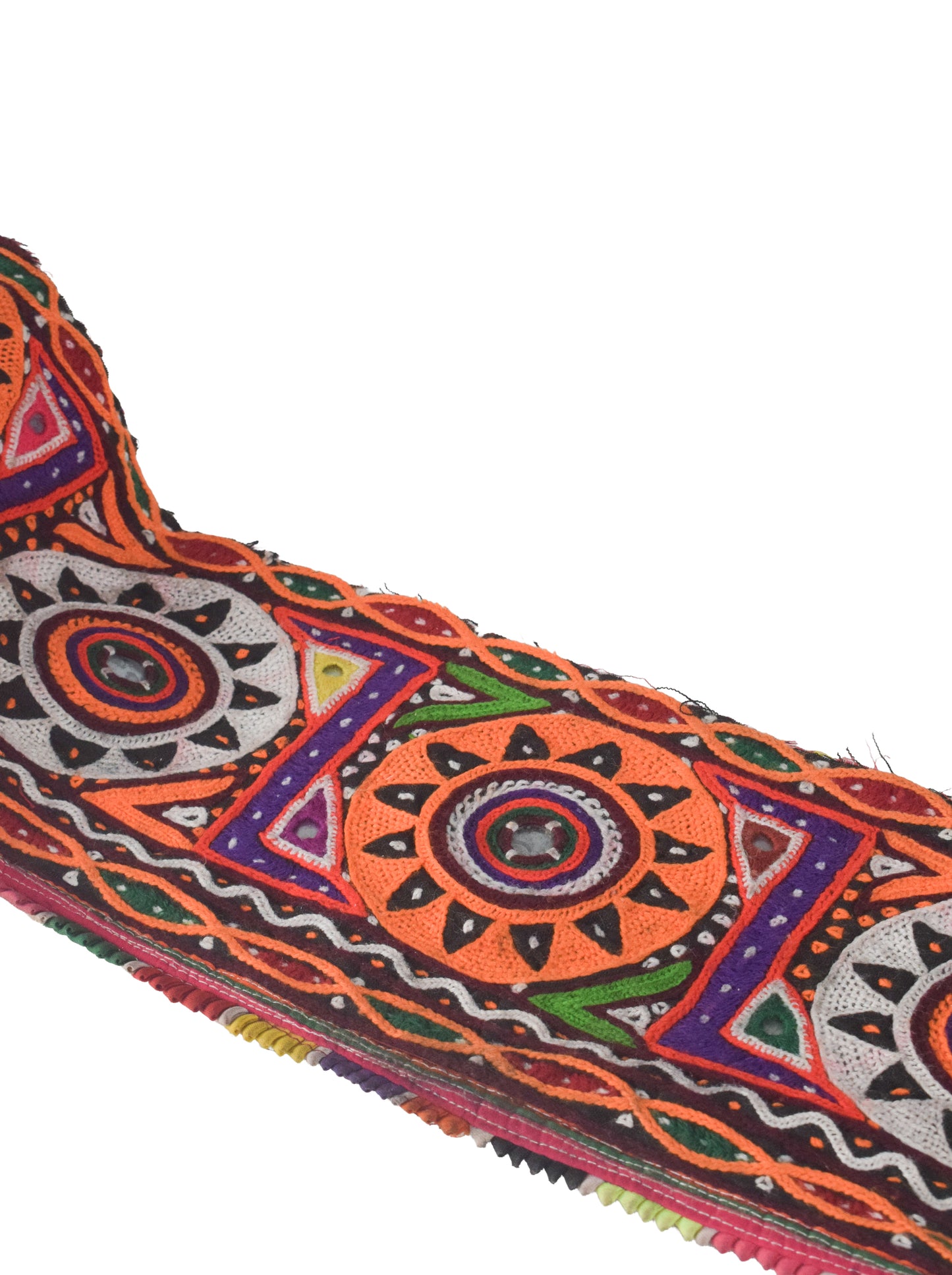 Ahir Work Cotton Mirrorwork Hand Embroidery Handwork Border  - 1.4 Mtr Length    -  SKU : VS09902A