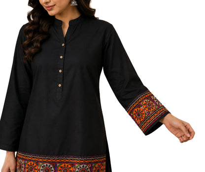 Ahir Work Cotton Mirrorwork Hand Embroidery Handwork Border  - 1.4 Mtr Length    -  SKU : VS09902A