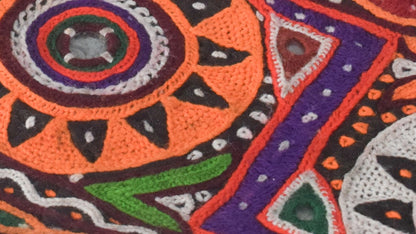 Ahir Work Cotton Mirrorwork Hand Embroidery Handwork Border  - 1.4 Mtr Length    -  SKU : VS09902A