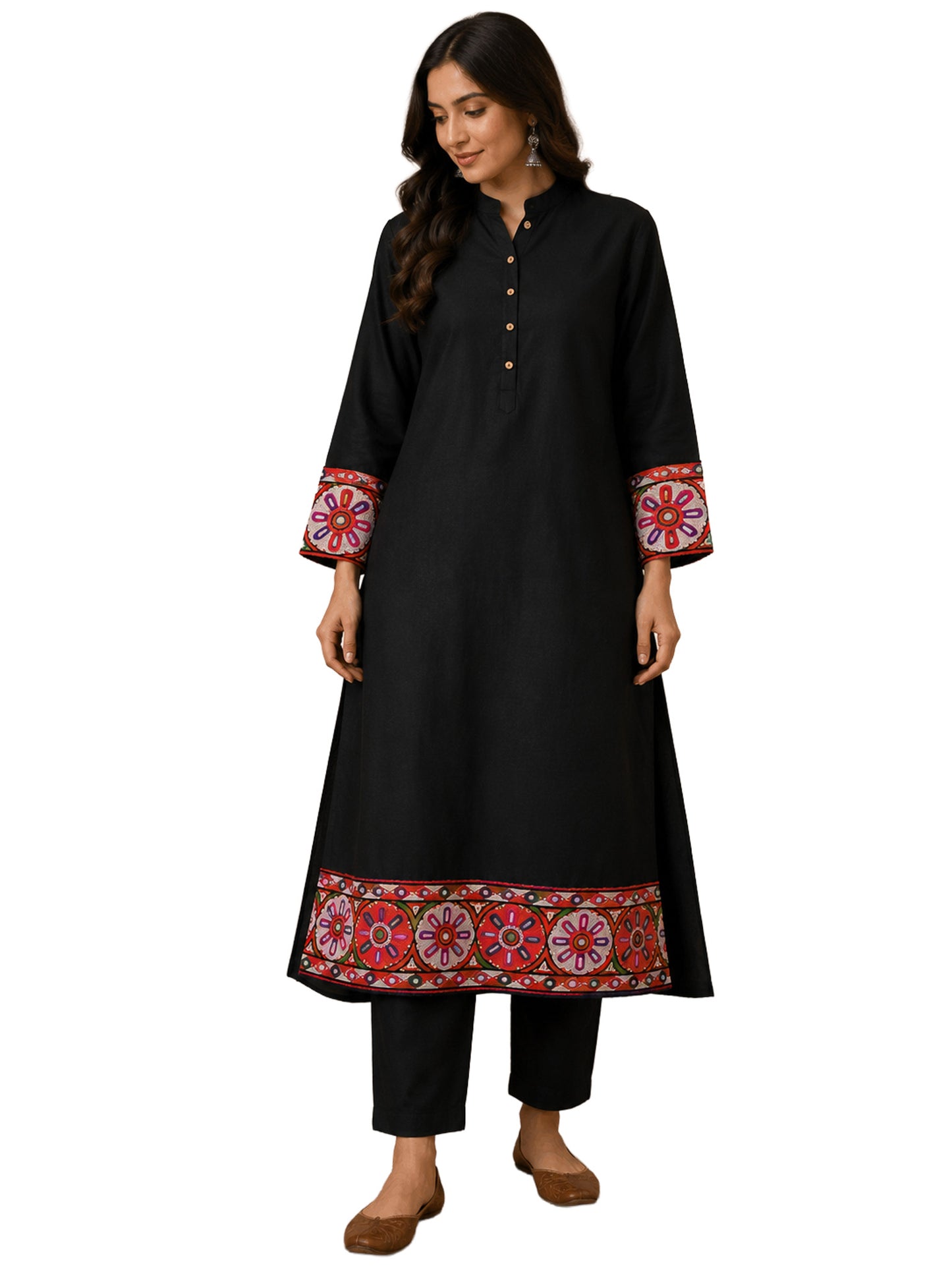 Ahir Work Cotton Mirrorwork Hand Embroidery Handwork Border  - 1.24 Mtr Length    -  SKU : VS09903A
