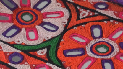 Ahir Work Cotton Mirrorwork Hand Embroidery Handwork Border  - 1.24 Mtr Length    -  SKU : VS09903A