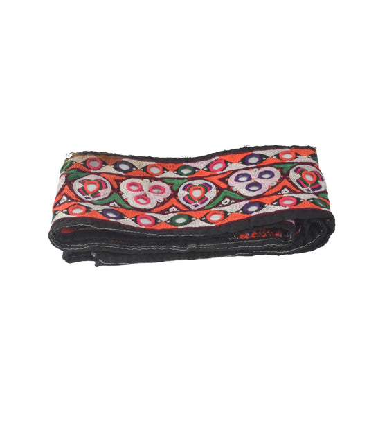 Ahir Work Cotton Mirrorwork Hand Embroidery Handwork Border  - 1.24 Mtr Length    -  SKU : VS09904A