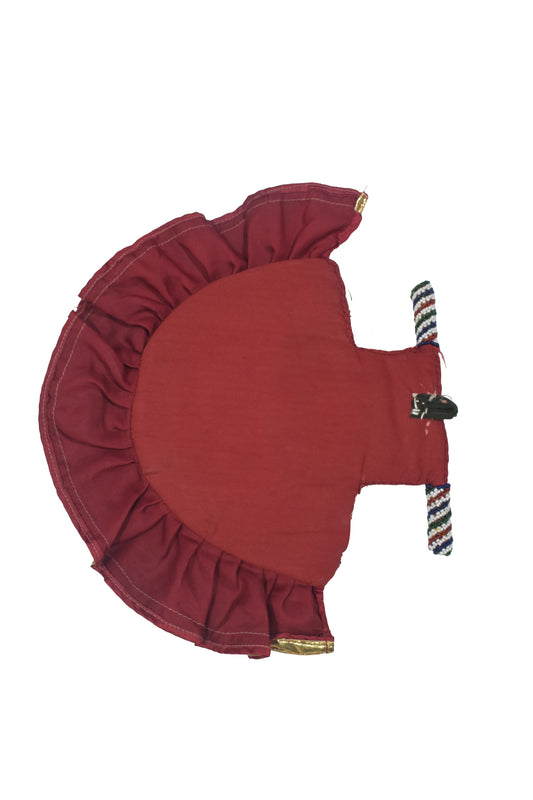 Moti Work Cotton Hand Made Handwork Fan  - 33 cms Length   -  SKU : MD22601B