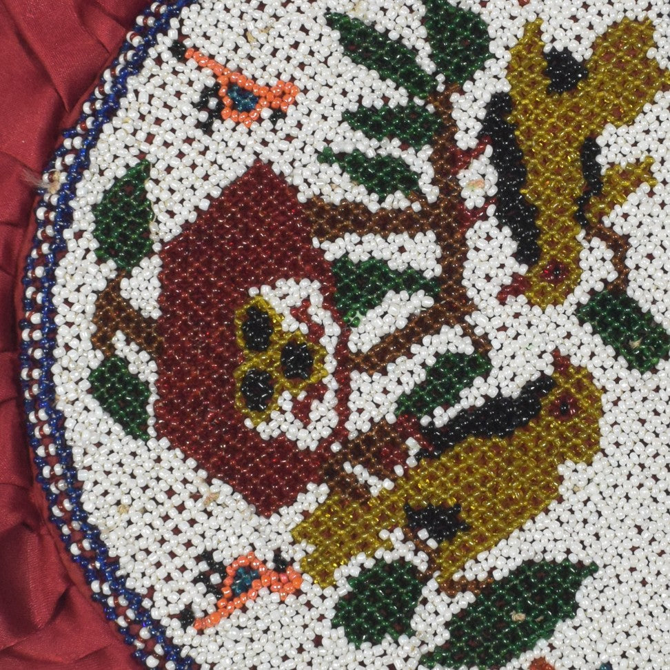 Moti Work Cotton Hand Made Handwork Fan  - 33 cms Length   -  SKU : MD22601B