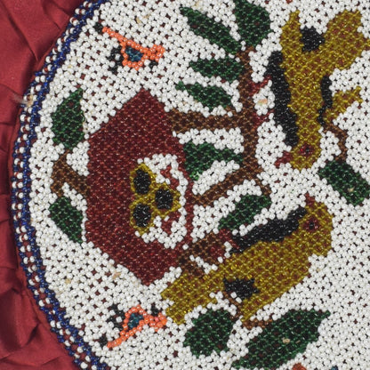 Moti Work Cotton Hand Made Handwork Fan  - 33 cms Length   -  SKU : MD22601B