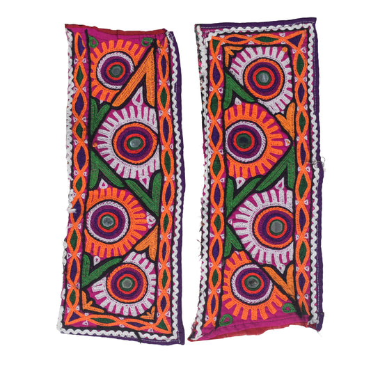Ahir Work Cotton Hand Embroidered Mirror Work Handwork Patch  - 30 cms Length   -  SKU : VS16701A