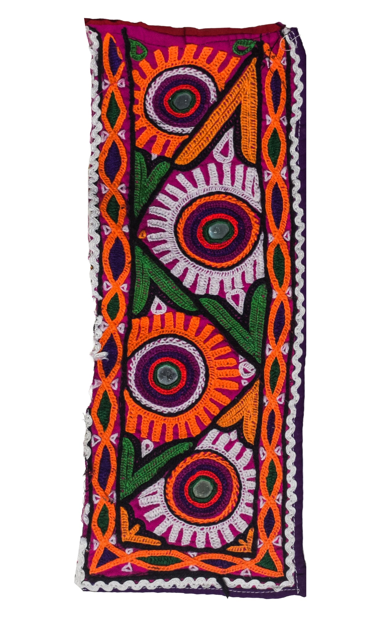 Ahir Work Cotton Hand Embroidered Mirror Work Handwork Patch  - 30 cms Length   -  SKU : VS16701A