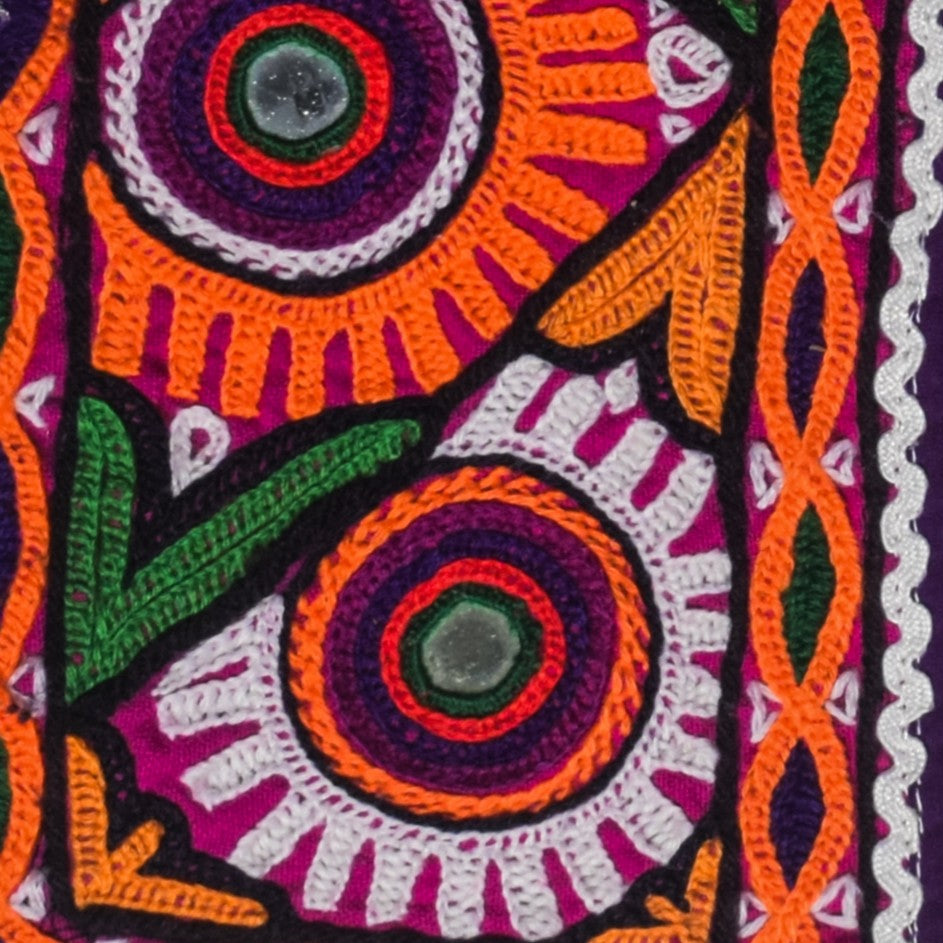 Ahir Work Cotton Hand Embroidered Mirror Work Handwork Patch  - 30 cms Length   -  SKU : VS16701A