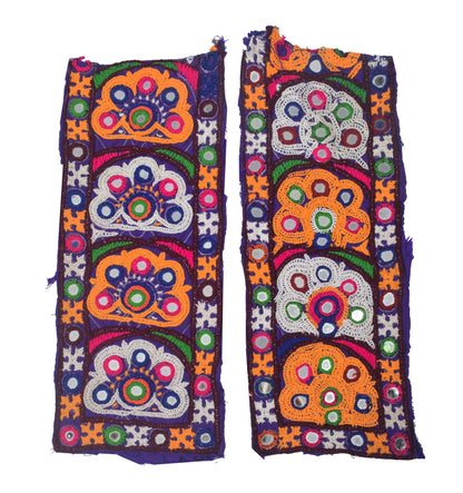 Ahir Work Cotton Hand Embroidered Mirror Work Handwork Patch  - 30 cms Length   -  SKU : VS20601A