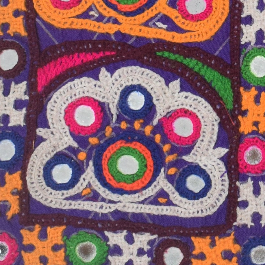 Ahir Work Cotton Hand Embroidered Mirror Work Handwork Patch  - 30 cms Length   -  SKU : VS20601A