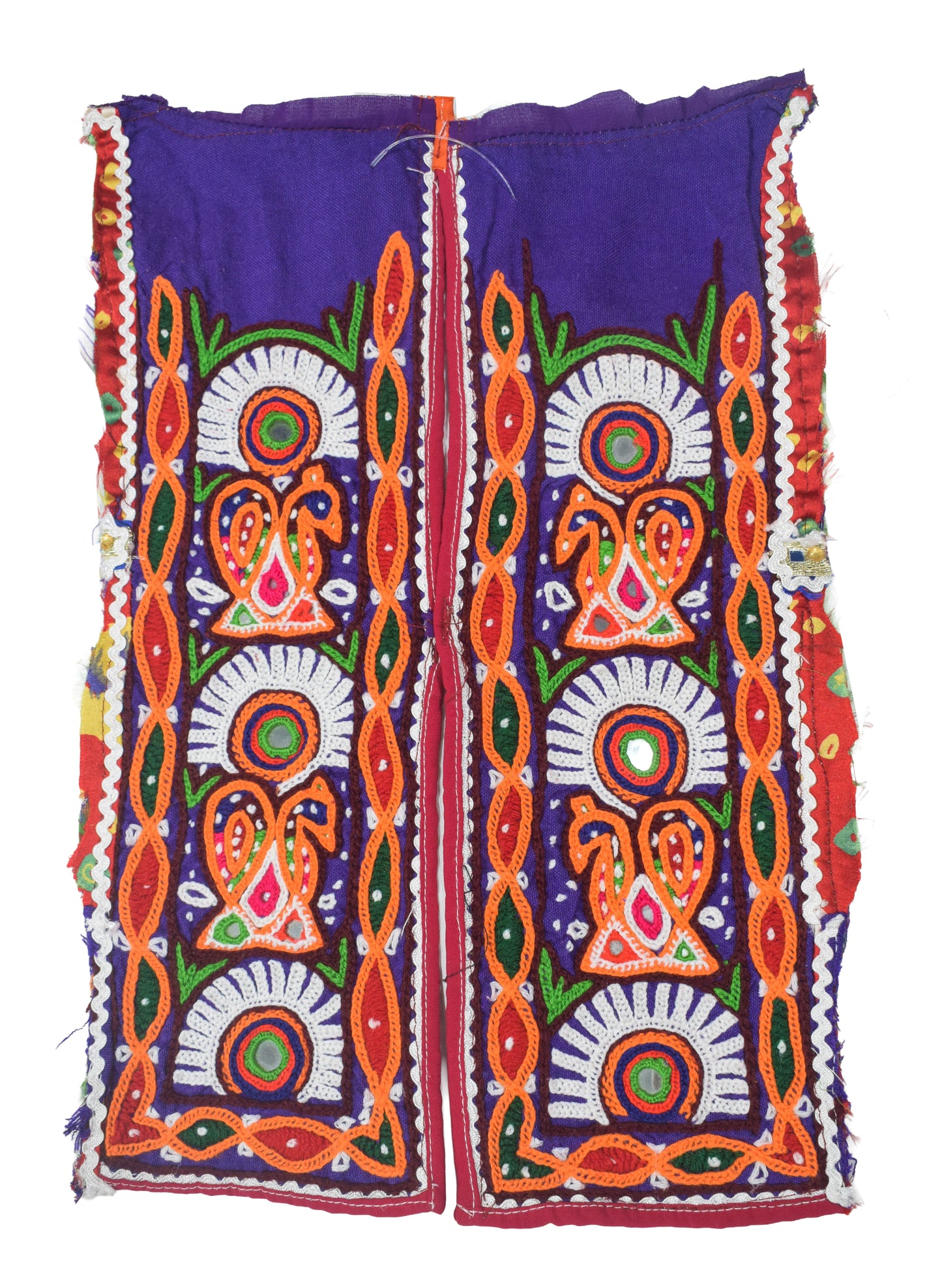 Ahir Work Cotton Hand Embroidered Mirror Work Handwork Patch  - 30 cms Length   -  SKU : VS20601C