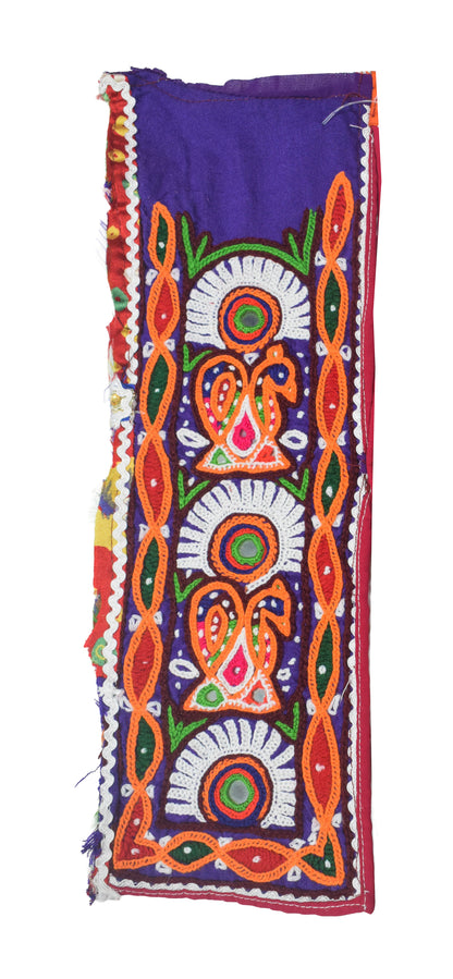 Ahir Work Cotton Hand Embroidered Mirror Work Handwork Patch  - 30 cms Length   -  SKU : VS20601C